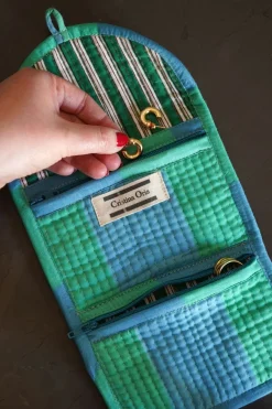 Cristina Oria Joyeros, Carteras Y Fundas|Otros Textil^Joyero Rayas Azules Y Verdes