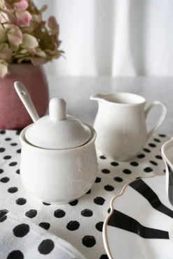 Cristina Oria Accesorios De Mesa^Juego Azucarero Y Lechera Cerámica Blanca
