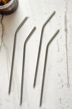 Cristina Oria Otros Accesorios De Bebidas|Kits De Coctelería^Juego De 4 Pajitas De Acero Inoxidable