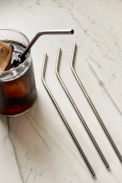 Cristina Oria Otros Accesorios De Bebidas|Kits De Coctelería^Juego De 4 Pajitas De Acero Inoxidable