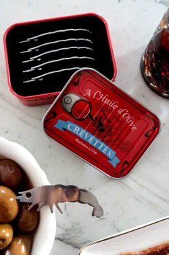 Cristina Oria Cubiertos De Aperitivo^Lata Con Tenedores Para Aperitivos Con Forma De Gambas