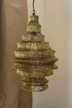 Cristina Oria Lámparas^Lámpara Colgante Diamante De Hierro Dorado