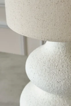 Cristina Oria Lámparas^Lámpara De Mesa De Cerámica Crema Con Pantalla De Lino