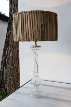 Cristina Oria Lámparas^Lámpara Pantalla De Madera Y Pie De Cristal