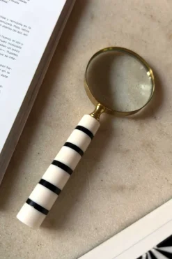 Cristina Oria Piezas Decorativas^Lupa Con Mango Blanco Y Rayas Negras