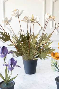 Cristina Oria Piezas Decorativas^Maceta Con Amapolas Blancas De Metal