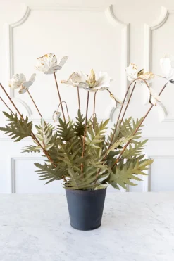 Cristina Oria Piezas Decorativas^Maceta Con Amapolas Blancas De Metal