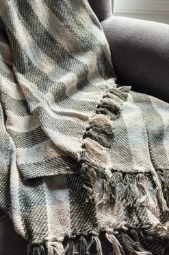 Cristina Oria Otros Textil^Manta Con Diseño De Cuadros Verde Y Azul