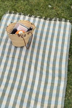 Cristina Oria Otros Textil^Manta Con Diseño De Cuadros Verde Y Azul