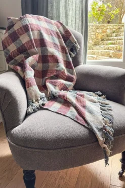 Cristina Oria Otros Textil^Manta Con Diseño De Cuadros Roja Y Azul