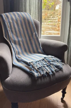 Cristina Oria Otros Textil^Manta Con Diseño De Rayas Azul