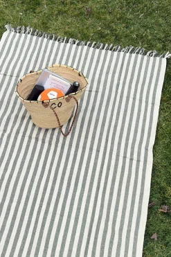 Cristina Oria Otros Textil^Manta Con Diseño De Rayas Verde