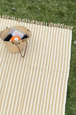 Cristina Oria Otros Textil^Manta Con Diseño De Rayas Mostaza