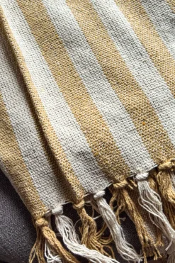 Cristina Oria Otros Textil^Manta Con Diseño De Rayas Mostaza