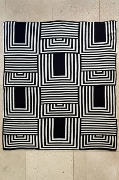 Cristina Oria Otros Textil^Manta De Algodón Blanca Y Negra Reversible