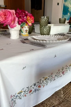 Cristina Oria Manteles Antimanchas|Manteles^Mantel Antimanchas Con Diseño De Flores Bordadas