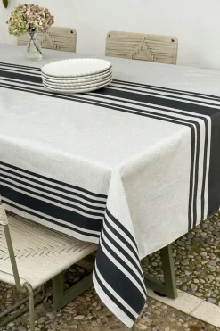 Cristina Oria Manteles|Manteles Antimanchas^Mantel Antimanchas Con Diseño Rayas Negras