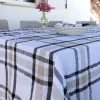 Cristina Oria Manteles^Mantel De Lino Con Diseño De Cuadros Negros