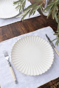 Cristina Oria Manteles Individuales^Mantel Individual De Lino Blanco Con Borde En Color Beige