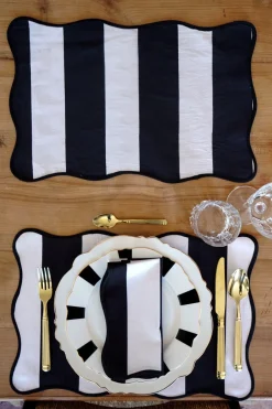 Cristina Oria Manteles Individuales^Mantel Individual Rayas Blancas Y Negras