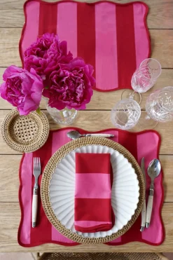 Cristina Oria Manteles Individuales^Mantel Individual Rayas Rosas Y Rojas