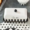 Cristina Oria Accesorios De Mesa^Mantequillero Rayas Blancas Y Negras Con Mensaje "Butter"