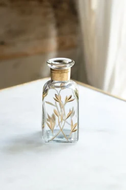 Cristina Oria Jarrones, Floreros Y Maceteros^Mini Florero Rectangular De Cristal Con Flores Doradas Pintadas A Mano