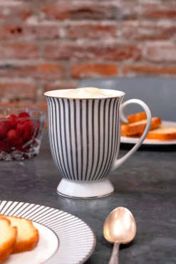 Cristina Oria Tazas Y Teteras^Mug Rayas Blanca Y Gris