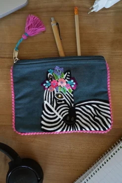 Cristina Oria Bolsos, Bolsas Y Neceseres|Otros Textil^Neceser Bordado A Mano Con Diseño De Cebra