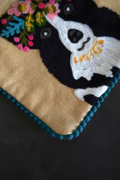 Cristina Oria Bolsos, Bolsas Y Neceseres|Otros Textil^Neceser Bordado A Mano Con Diseño De Perro Beige