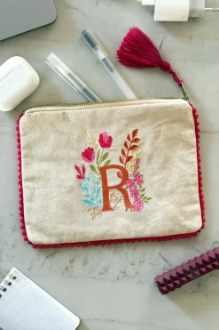 Cristina Oria Joyeros, Carteras Y Fundas|Bolsos, Bolsas Y Neceseres^Neceser Con Inicial R Y Flores Bordadas