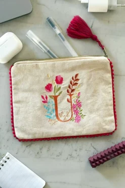 Cristina Oria Joyeros, Carteras Y Fundas|Bolsos, Bolsas Y Neceseres^Neceser Con Inicial U Y Flores Bordadas