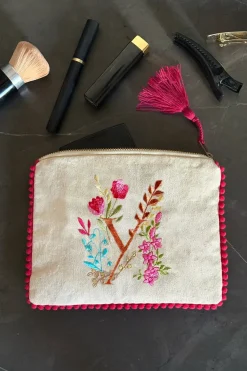 Cristina Oria Joyeros, Carteras Y Fundas|Bolsos, Bolsas Y Neceseres^Neceser Con Inicial Y Y Flores Bordadas