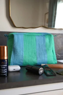 Cristina Oria Bolsos, Bolsas Y Neceseres|Otros Textil^Neceser Rayas Azules Y Verdes Grande