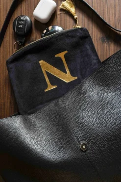 Cristina Oria Joyeros, Carteras Y Fundas|Bolsos, Bolsas Y Neceseres^Neceseres De Terciopelo Negro Con Iniciales Doradas