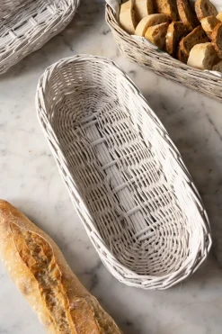 Cristina Oria Cestas Y Bolsas De Pan|Accesorios De Mesa^Panera Ovalada De Mimbre Blanca