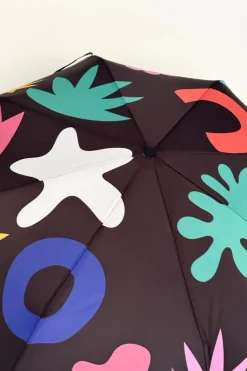 Cristina Oria Paraguas^Paraguas Con Diseño Abstracto Marrón Chocolate Y Mango Con Cabeza De Pato