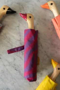 Cristina Oria Paraguas^Paraguas Con Diseño Abstracto Rosa Y Morado Y Mango Con Cabeza De Pato