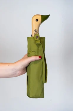 Cristina Oria Paraguas^Paraguas Con Diseño Verde Oliva Y Mango Con Cabeza De Pato