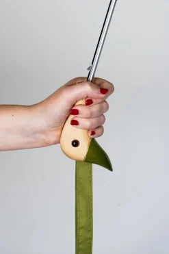 Cristina Oria Paraguas^Paraguas Con Diseño Verde Oliva Y Mango Con Cabeza De Pato
