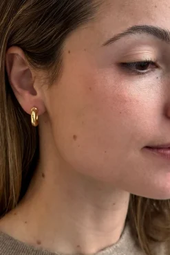 Cristina Oria Joyas Co|Joyas Co^Pendientes Dorados Con Diseño De Aros Pequeños