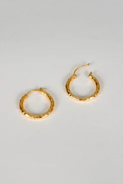 Cristina Oria Joyas Co|Joyas Co^Pendientes Dorados Con Diseño De Aros Martillados