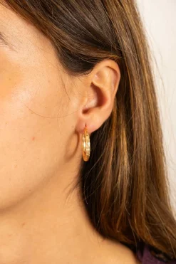 Cristina Oria Joyas Co|Joyas Co^Pendientes Dorados Con Diseño De Aros Martillados