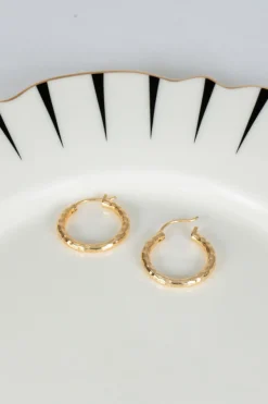 Cristina Oria Joyas Co|Joyas Co^Pendientes Dorados Con Diseño De Aros Martillados