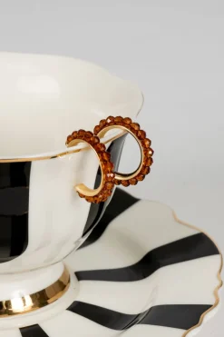 Cristina Oria Joyas Co|Joyas Co^Pendientes Dorados Con Diseño De Aros Y Piedras Ámbar