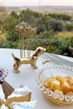 Cristina Oria Cubiertos De Aperitivo|Cubiertos De Postre^Perro Con Set De 6 Tenedores Especiales Aperitivo De Bronce
