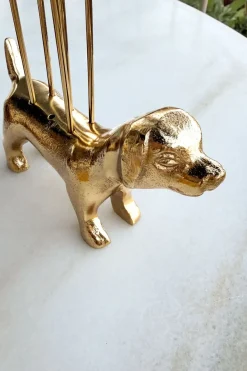 Cristina Oria Cubiertos De Aperitivo|Cubiertos De Postre^Perro Con Set De 6 Tenedores Especiales Aperitivo De Bronce