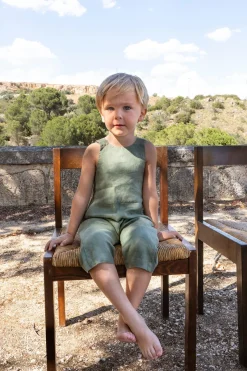 Cristina Oria Minichef^Petos De Lino Verde Oliva Niños