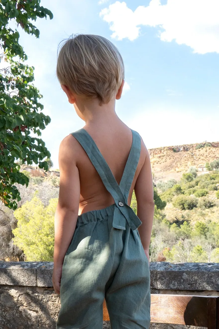 Cristina Oria Minichef^Petos De Lino Verde Oliva Niños