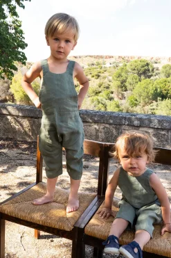 Cristina Oria Minichef^Petos De Lino Verde Oliva Niños